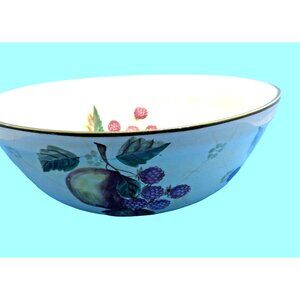 Zrike Large Fruit Bowl Farmhouse Handpainted Shabby Distressed Apple Berry Acorn